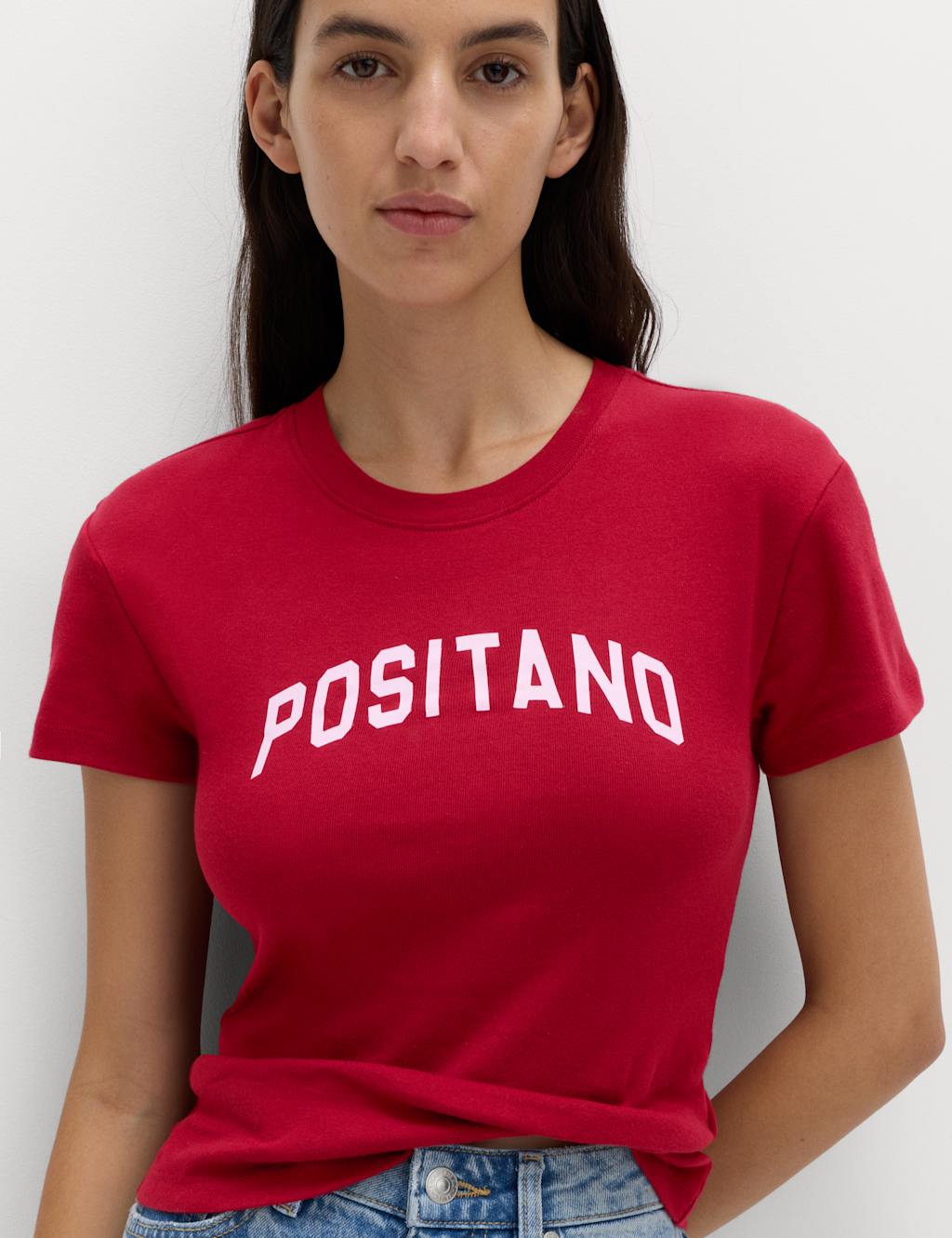 M&S Women's Pure Cotton Slogan Slim Fit T-Shirt - 10 - Burgundy Mix