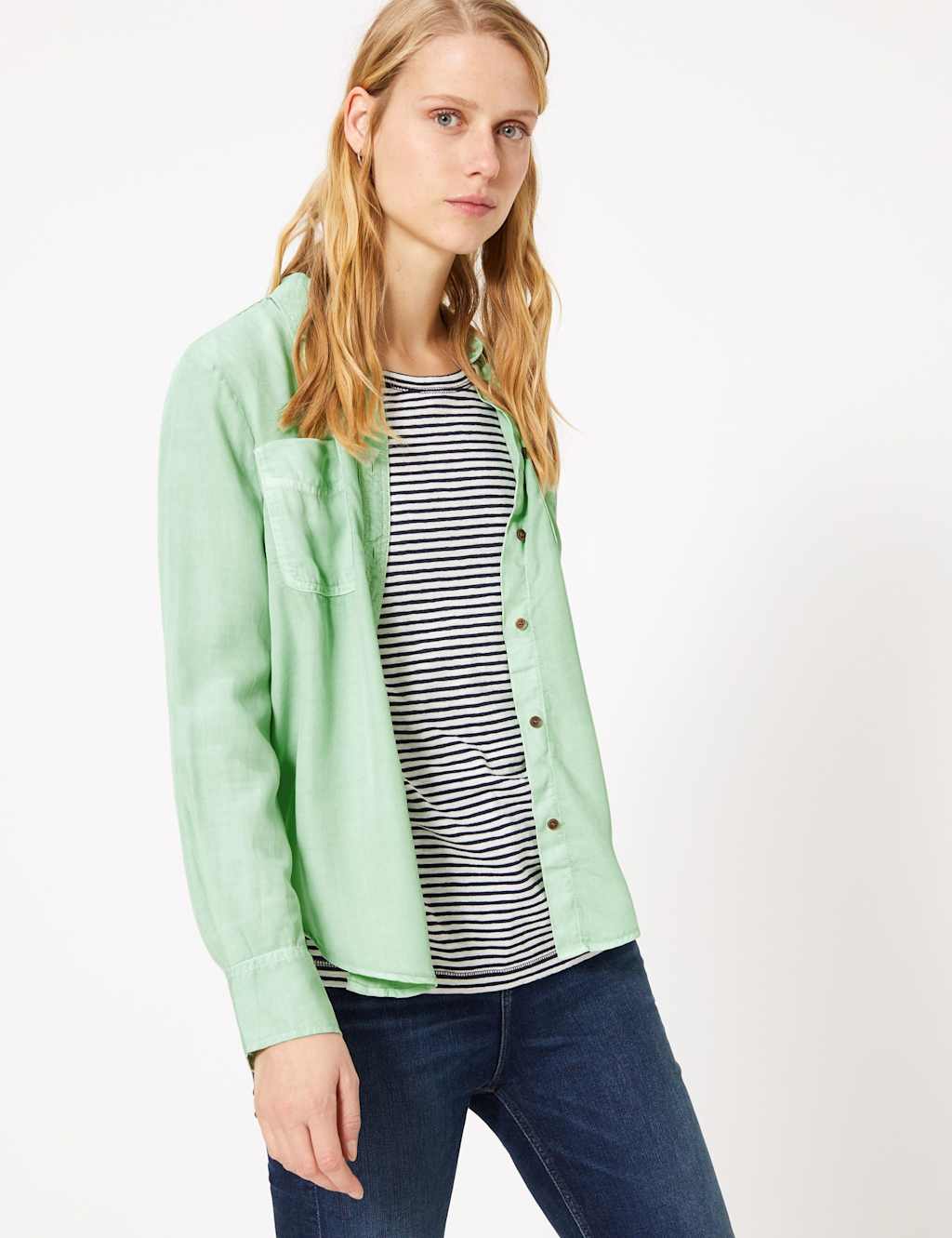 M&S Pure Tencel  Patch Pocket Shirt Rose Quartz