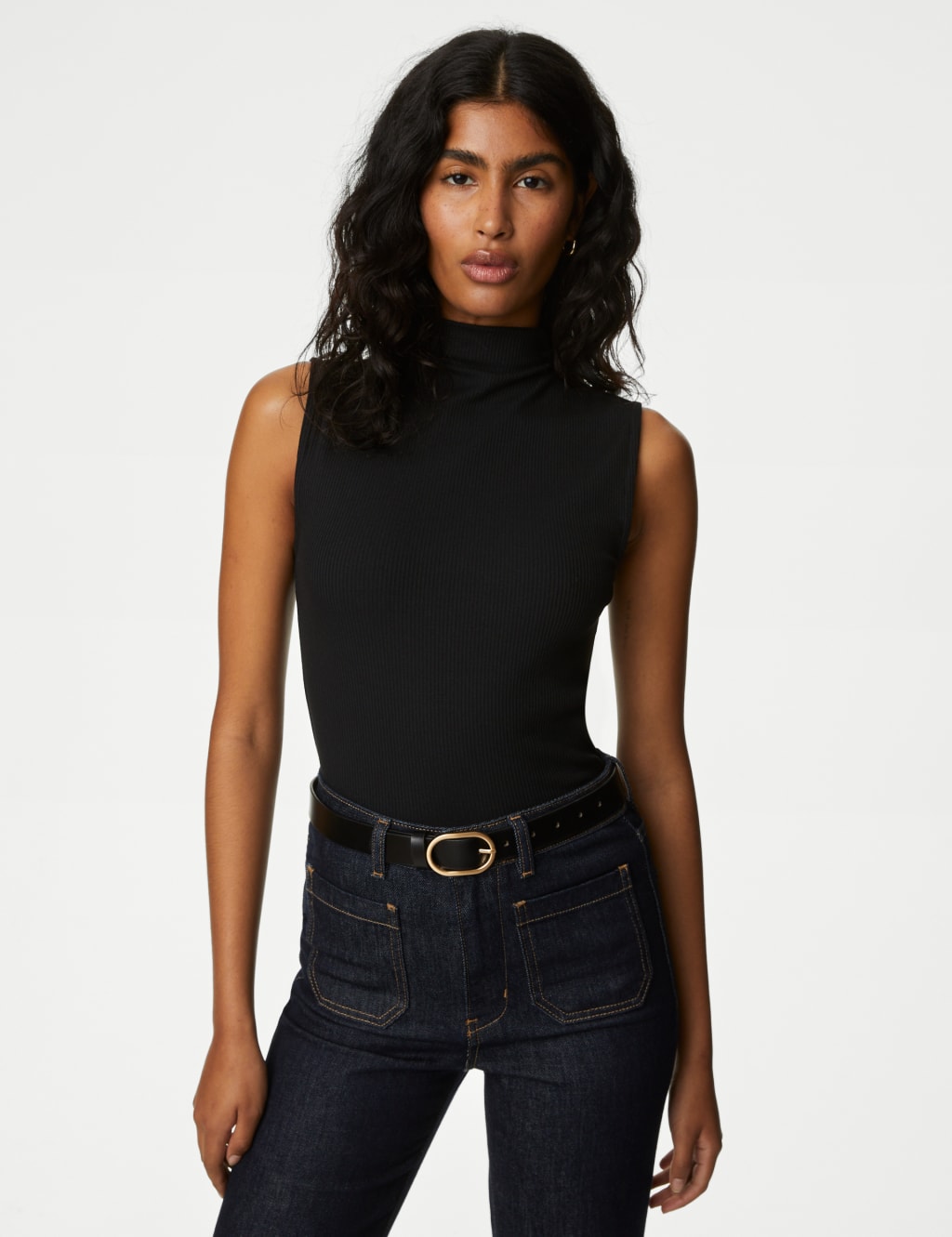 Cotton Blend Funnel Neck Vest