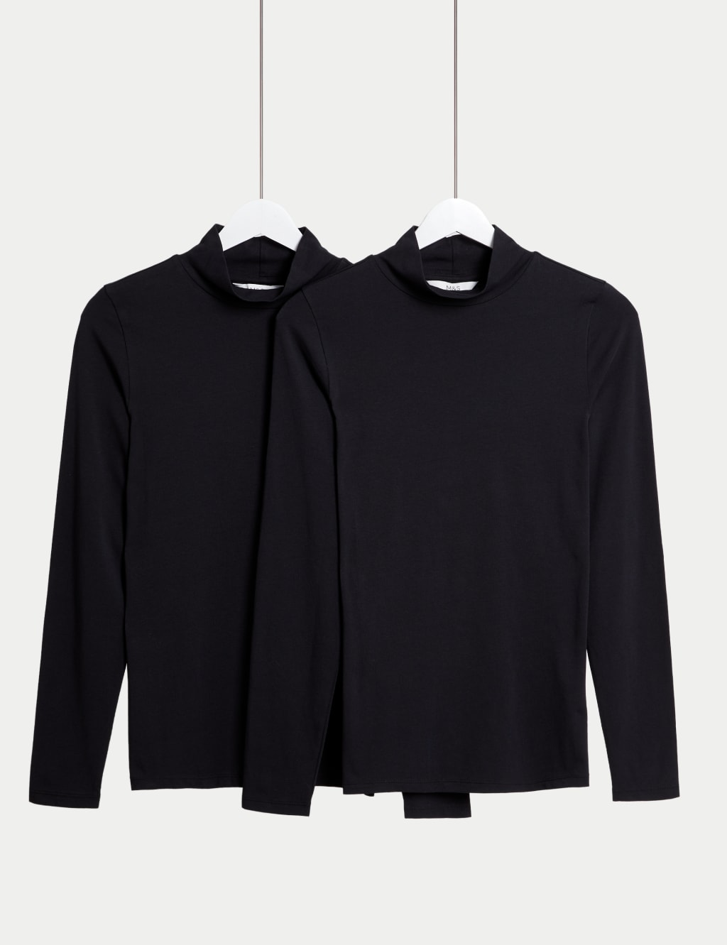 2pk Cotton Rich Funnel Neck Slim Fit Tops
