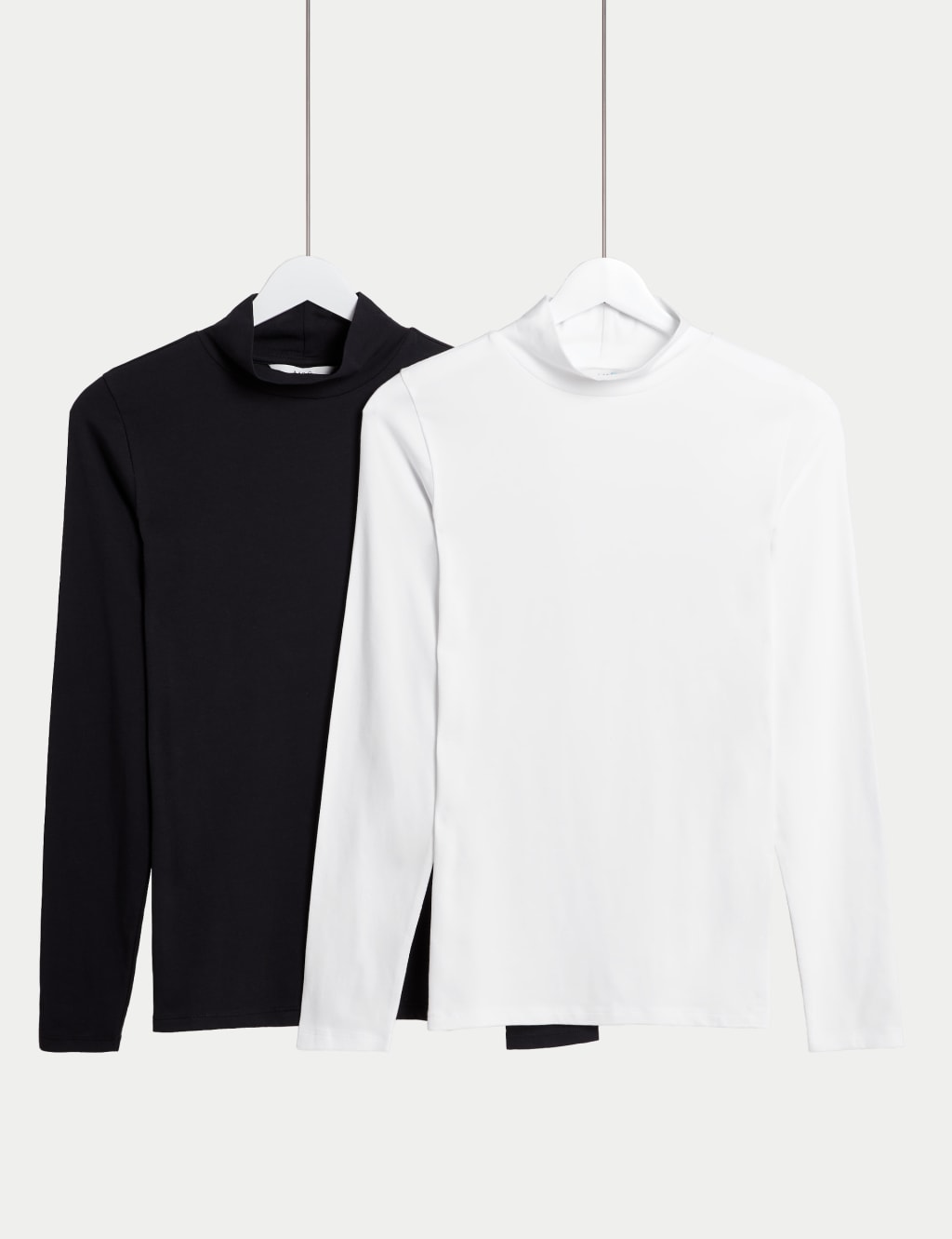2pk Cotton Rich Funnel Neck Slim Fit Tops