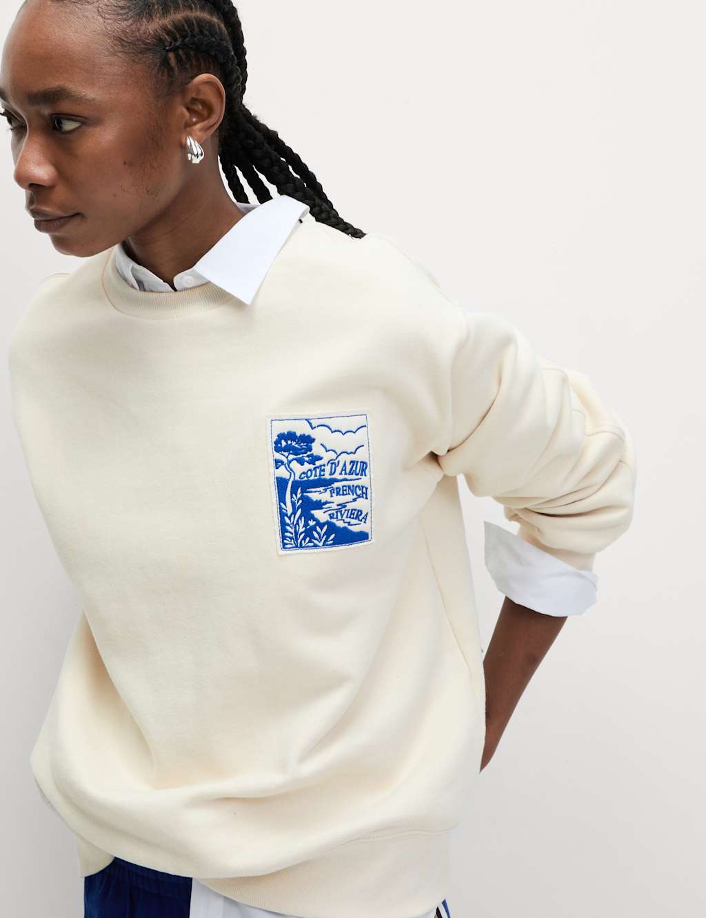 Pure Cotton Slogan Relaxed Sweatshirt