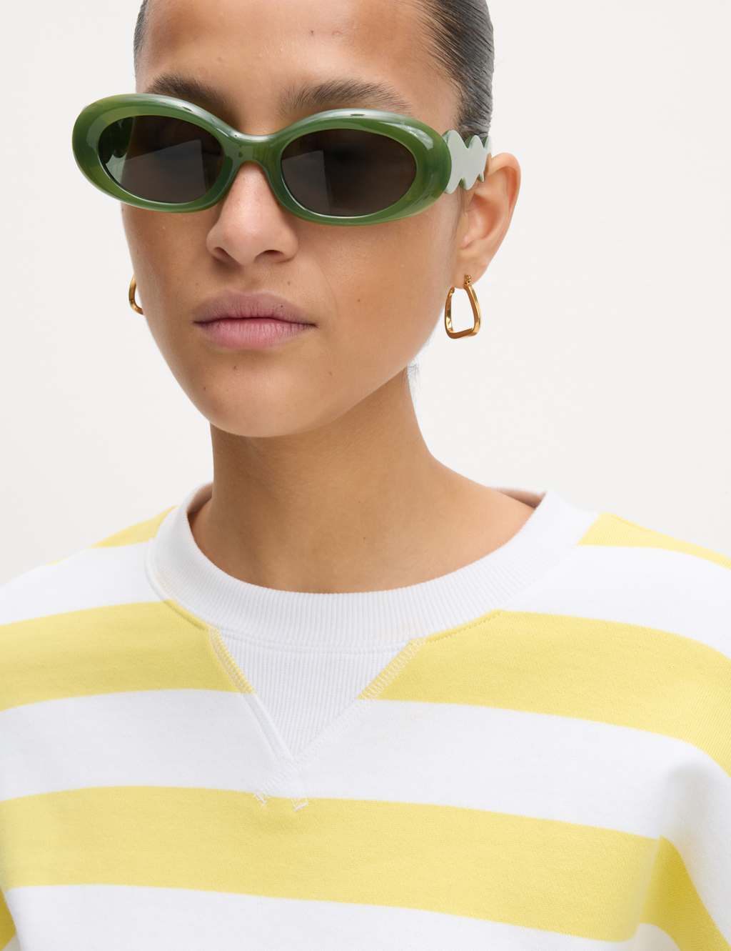 Pure Cotton Striped Crew Neck Sweatshirt