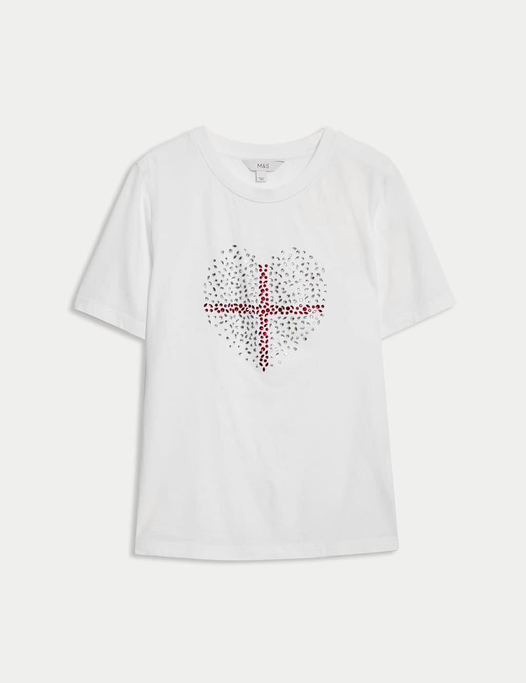 Pure Cotton Embellished Euro Heart T-Shirt