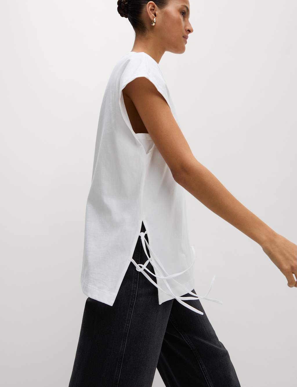 Pure Cotton Side Tie Jersey T-Shirt