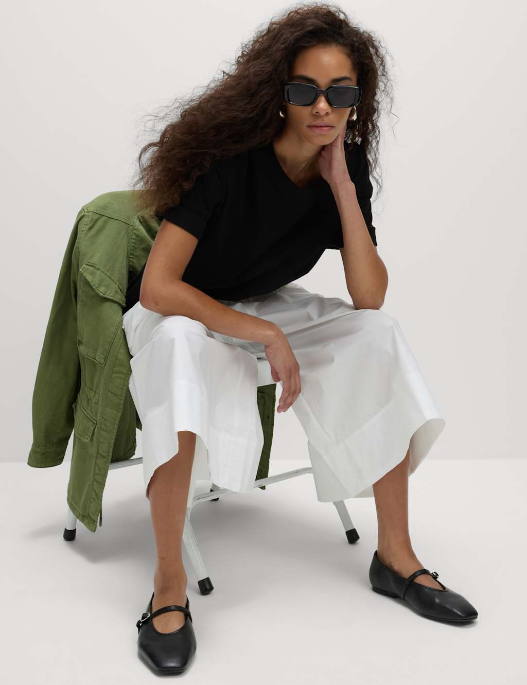 M&S Pure Cotton Oversized T-Shirt Black