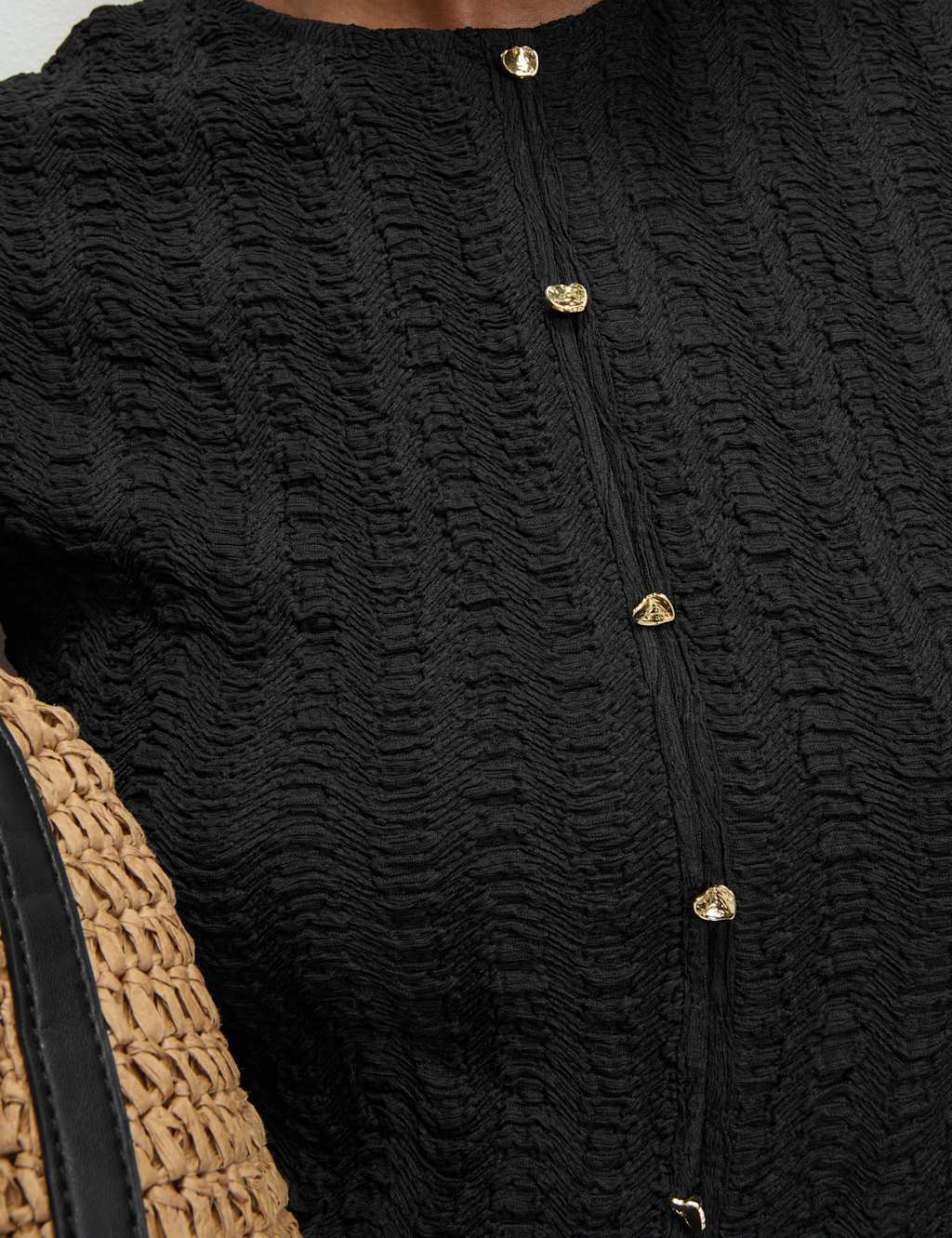 M&S Textured Button Through Waistcoat Top Black