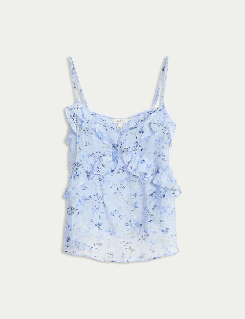 Lyocell Rich V-Neck Floral Ruffle Cami Top