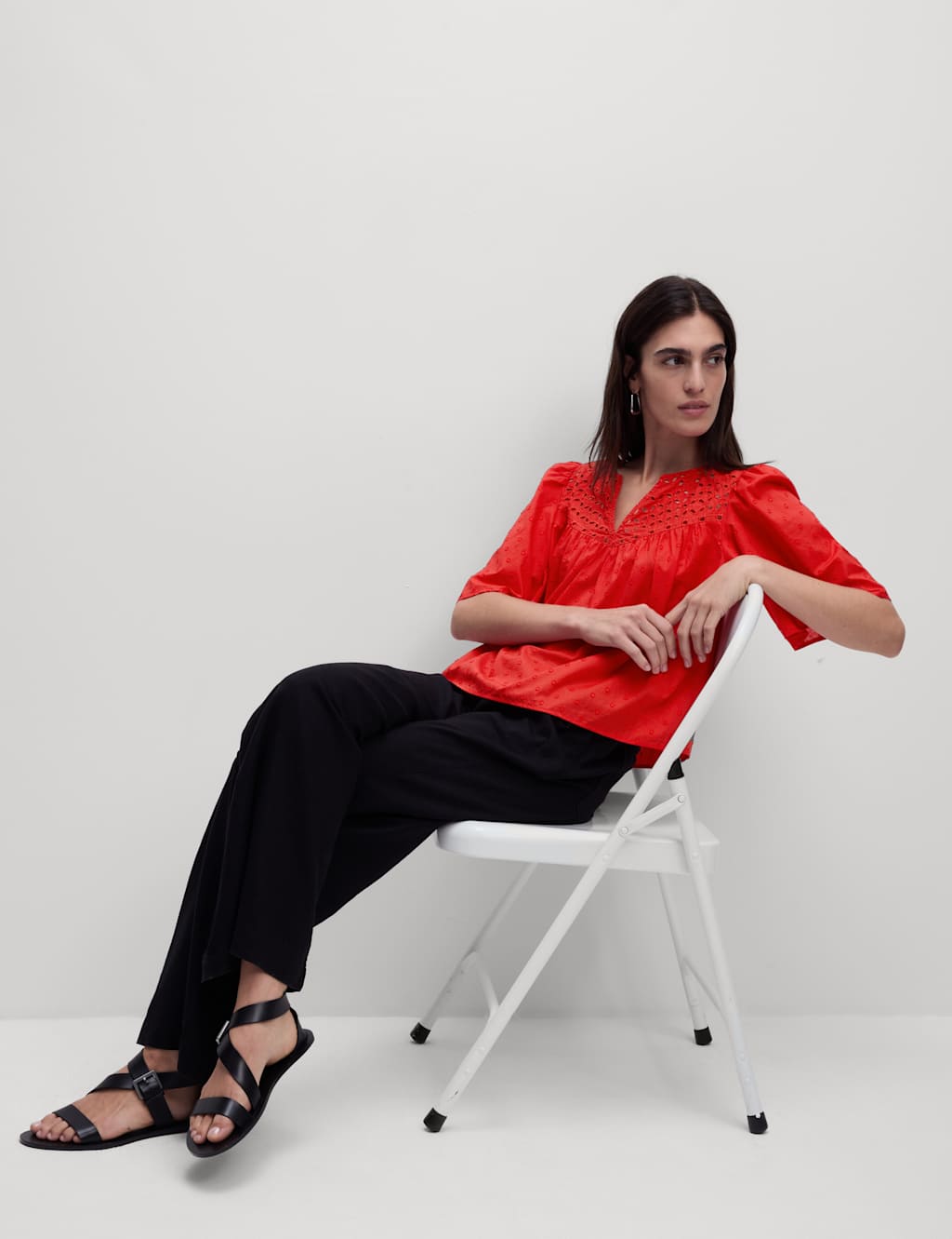 Pure Cotton Broderie Textured Blouse
