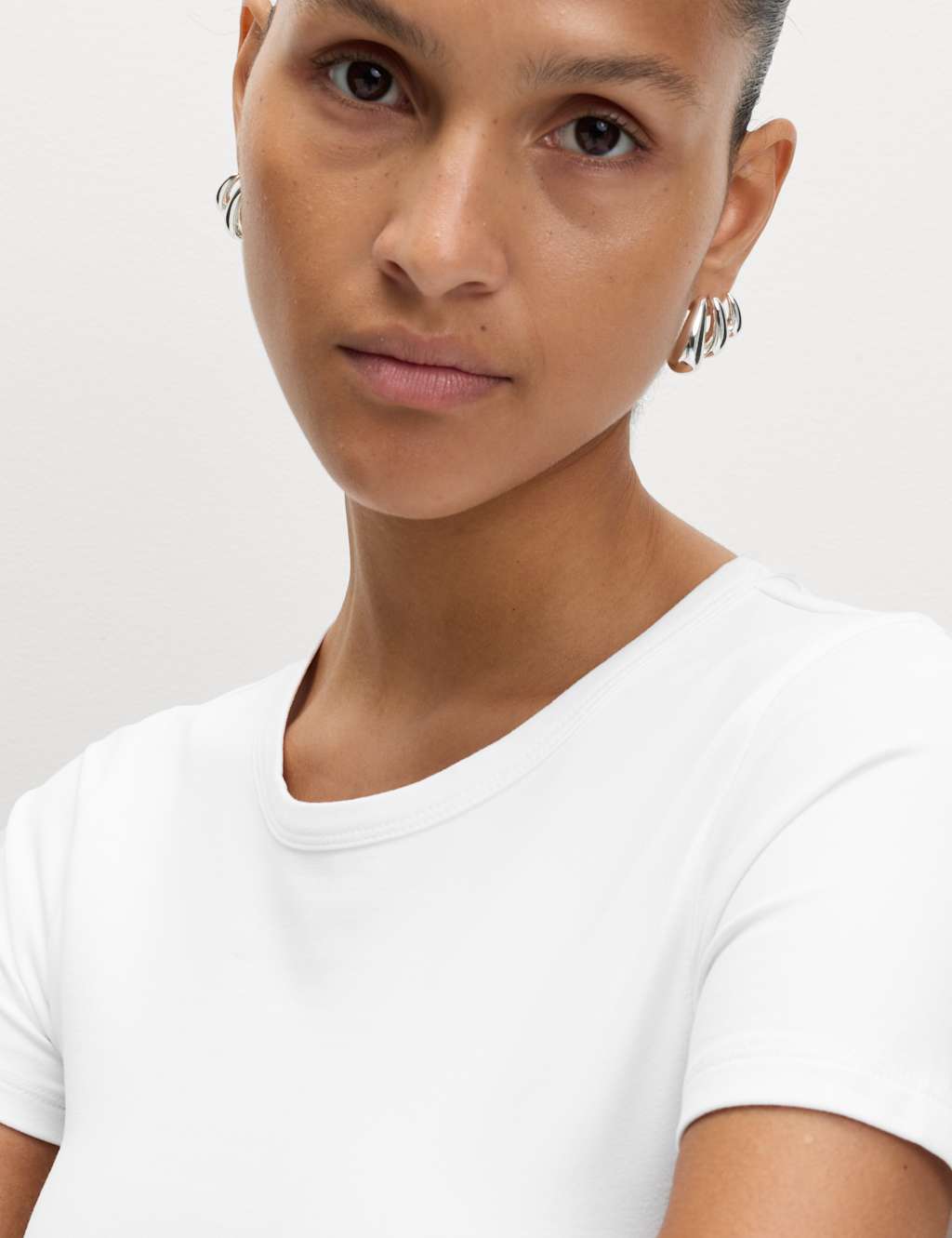 M&S Second Skin Premium T-Shirt Soft White