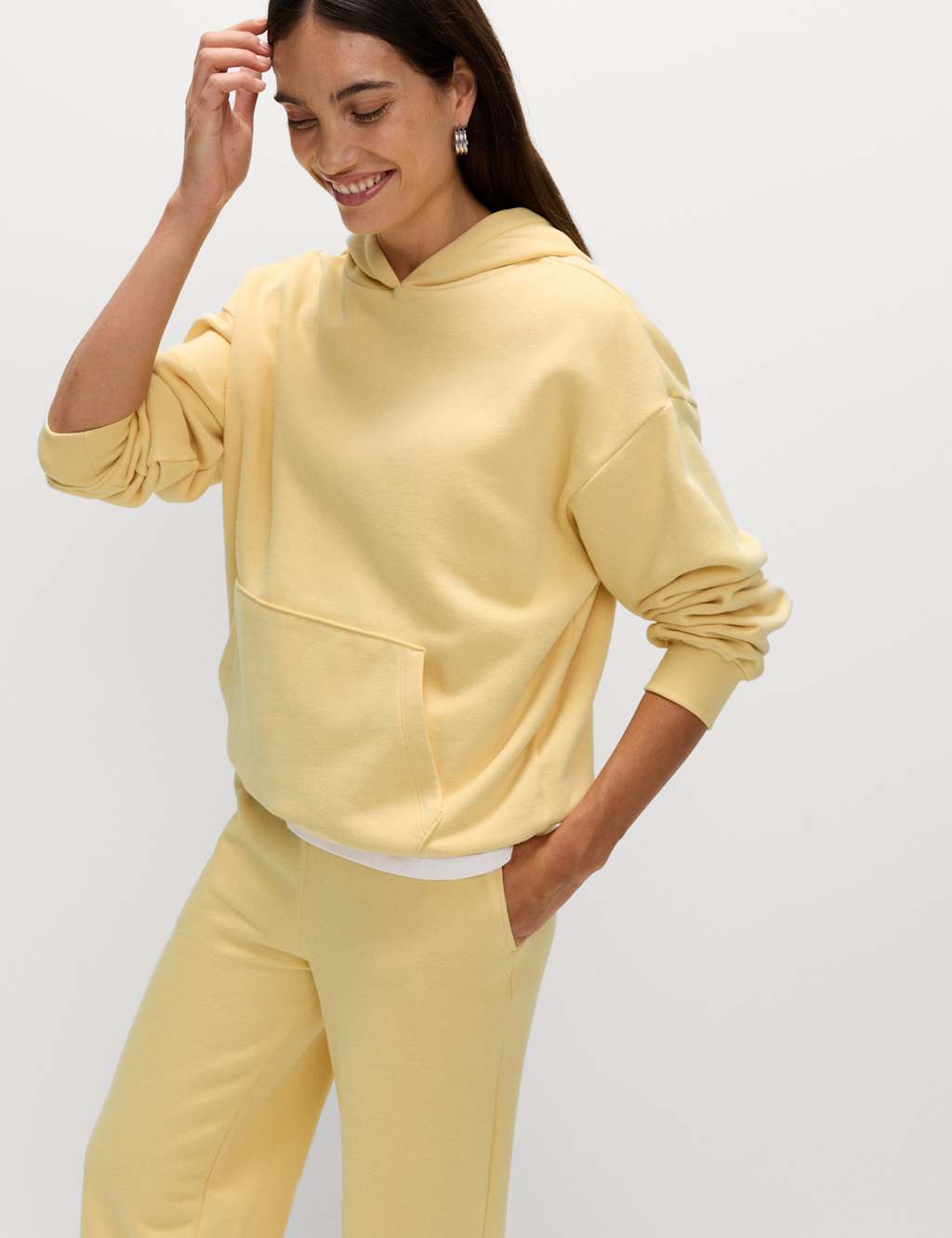 M&S Cotton Rich Hoodie Barley