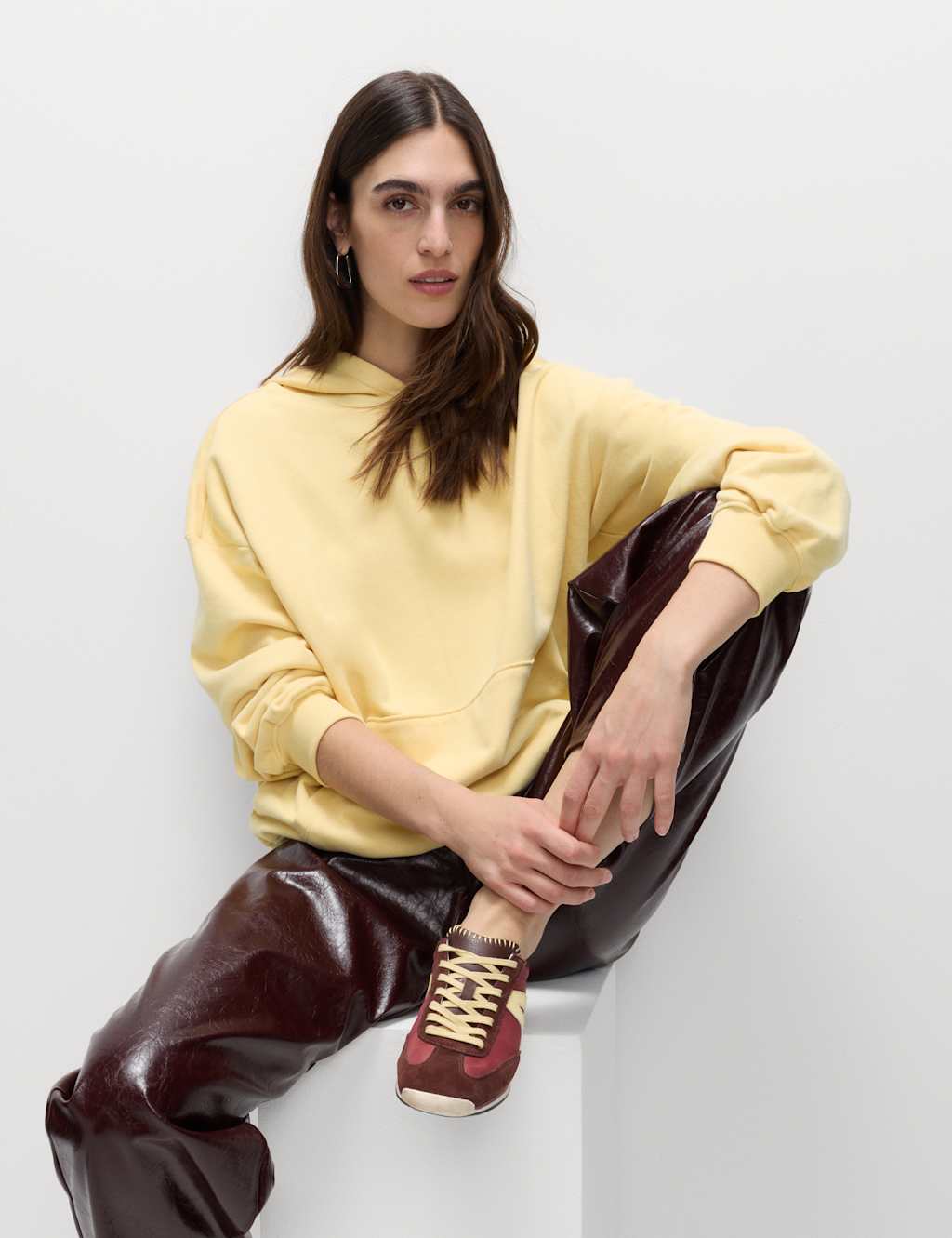 M&S Cotton Rich Hoodie Barley