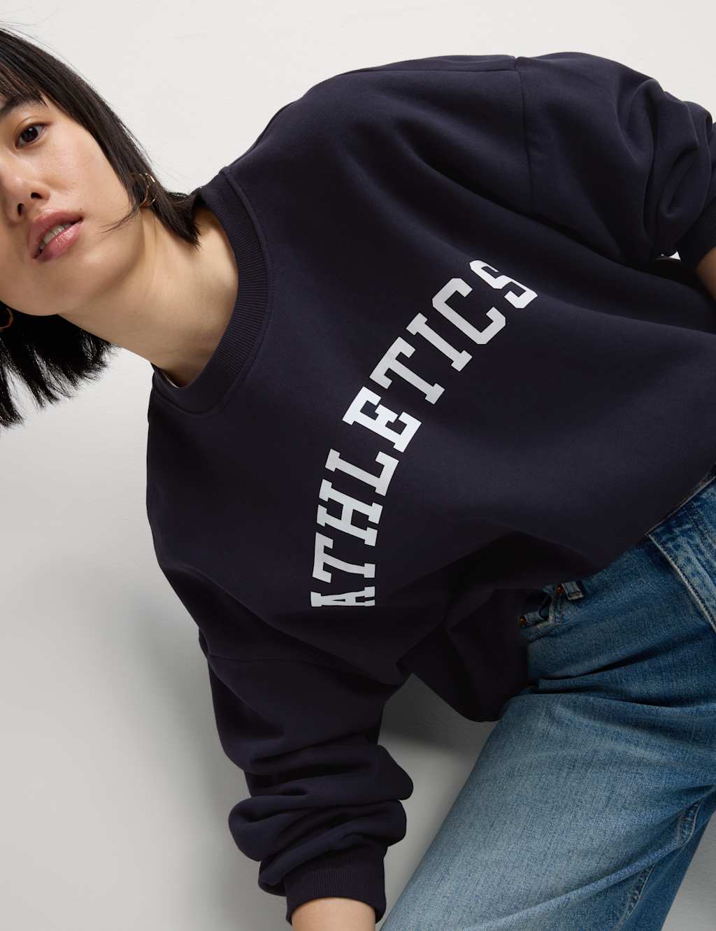 Cotton Rich Slogan Crew Neck Sweatshirt