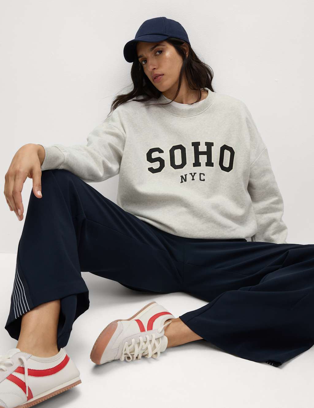 Cotton Rich Slogan Crew Neck Sweatshirt