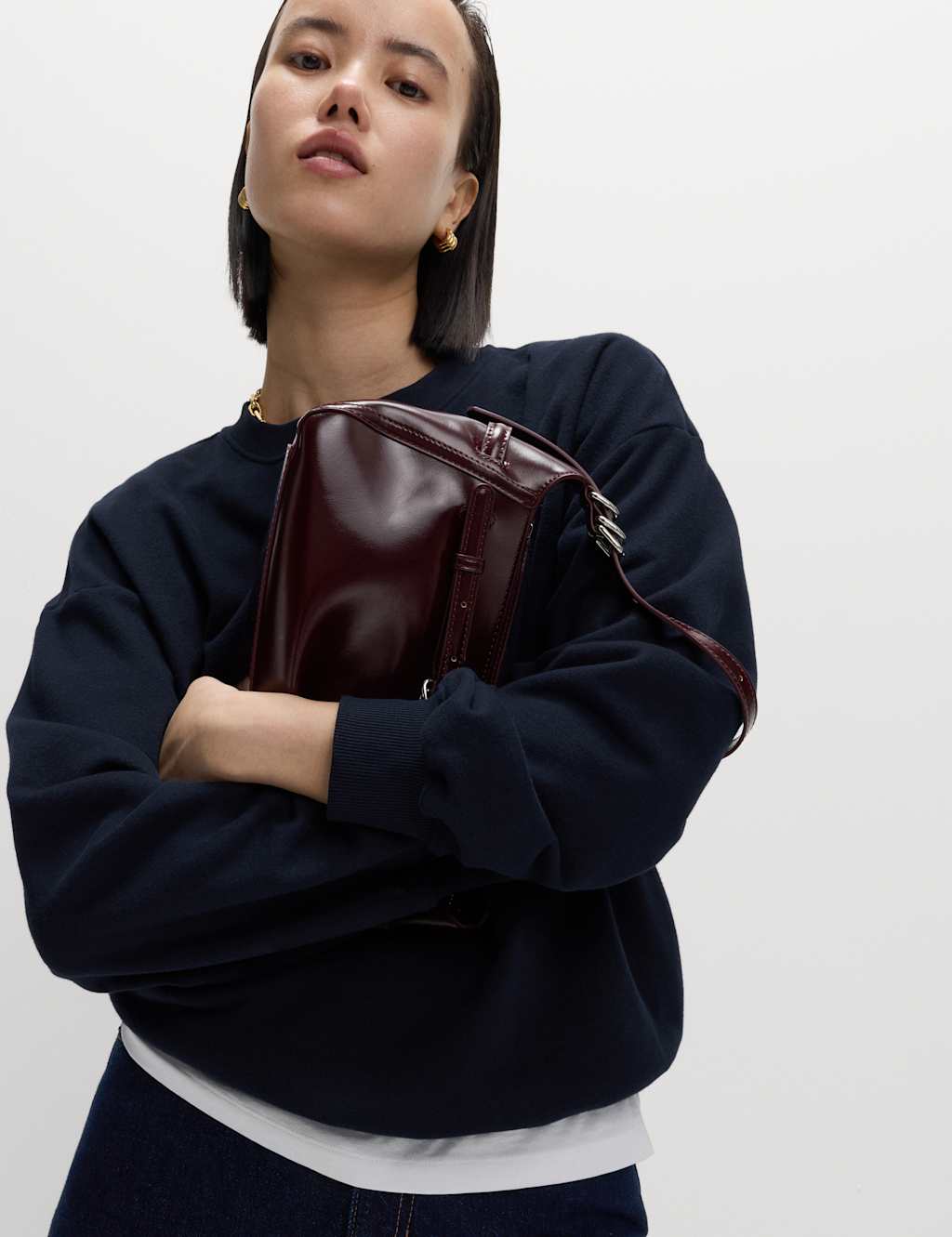 M&S Cotton Rich Plain Sweatshirt Navy