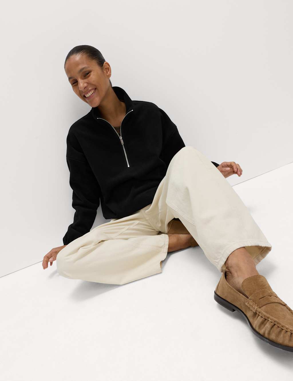 M&S Fleece Half Zip Sweatshirt Black