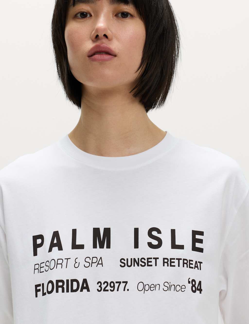 M&S Pure Cotton Slogan Oversized T-Shirt Brown Mix