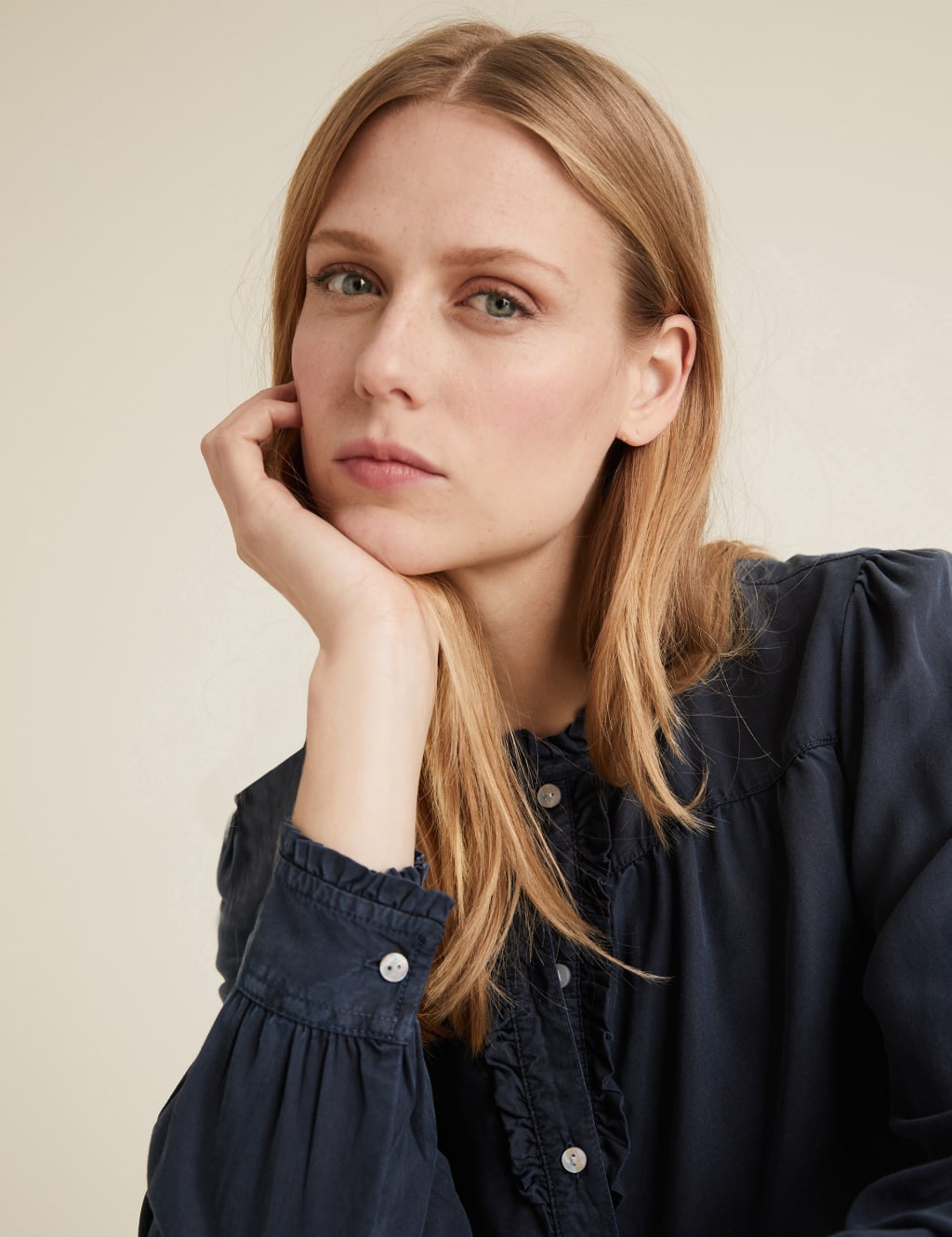 M&S Pure Tencel Frill Detail Blouse Pink