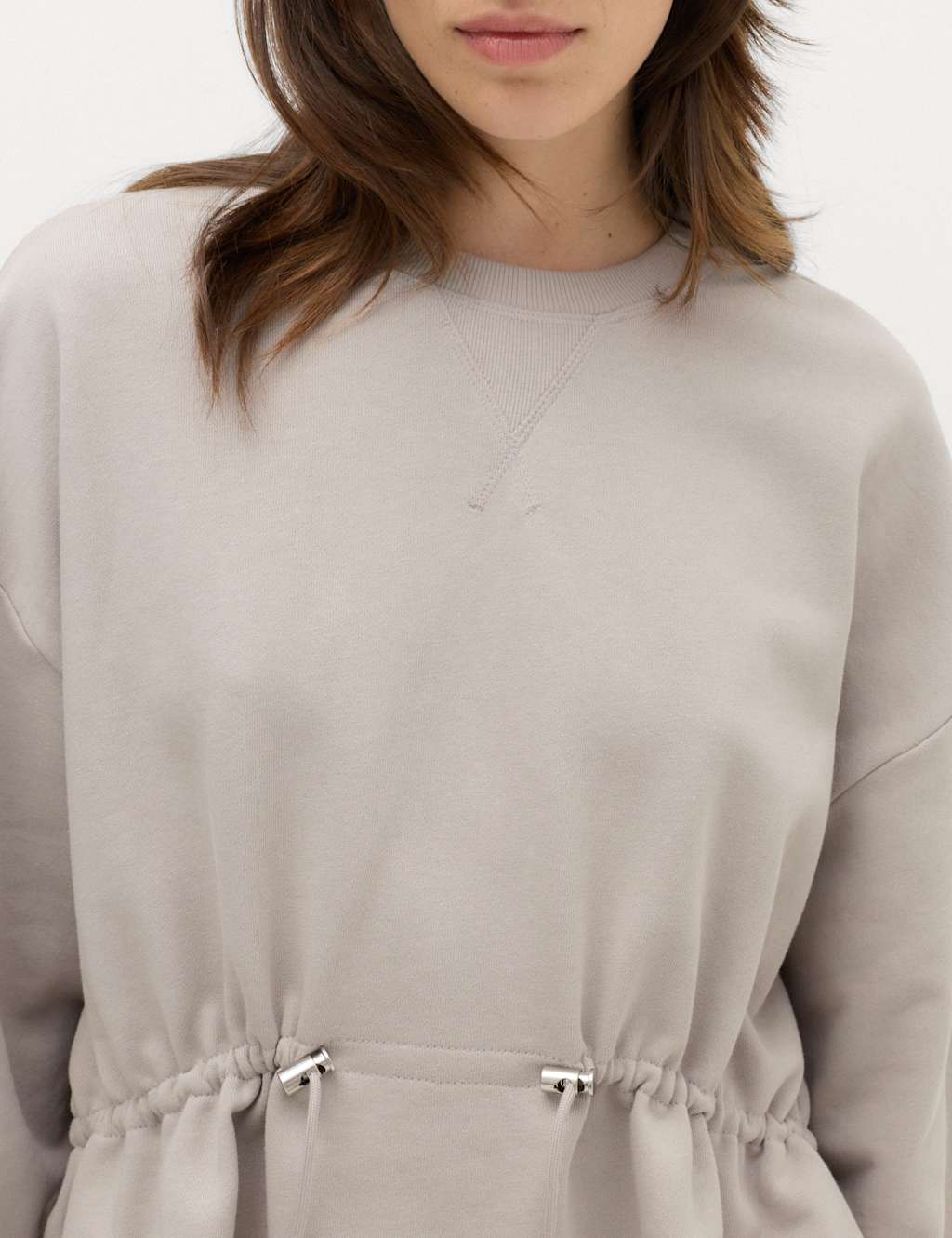 M&S Women's Pure Cotton Drawcord Waist Sweatshirt - Medium - Light Beige