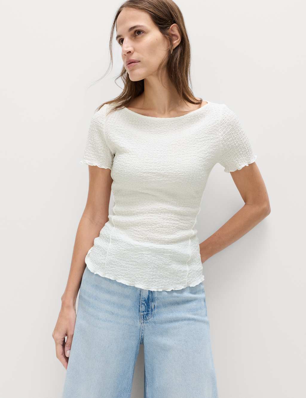 M&S Women's Textured Top - 24 - Ivory