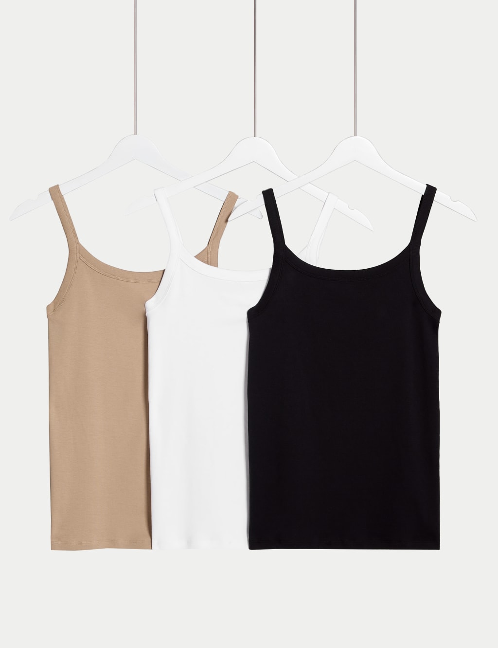 M&S 3PK Pure Cotton Slim Fit Vest Multi/Neutral