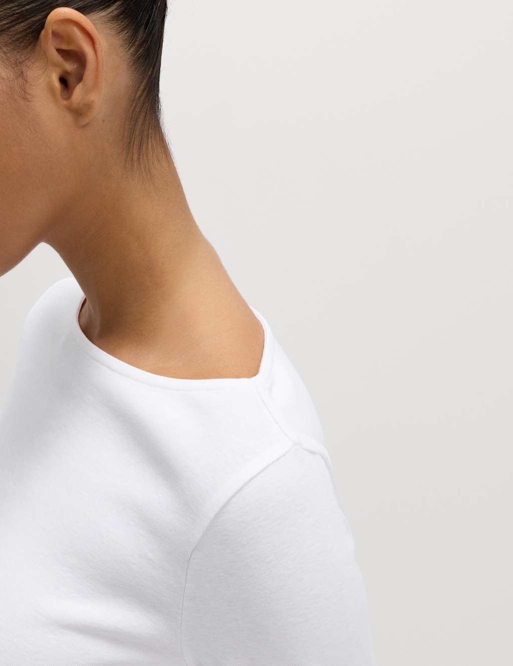 M&S Pure Cotton Slash Neck Top Soft White