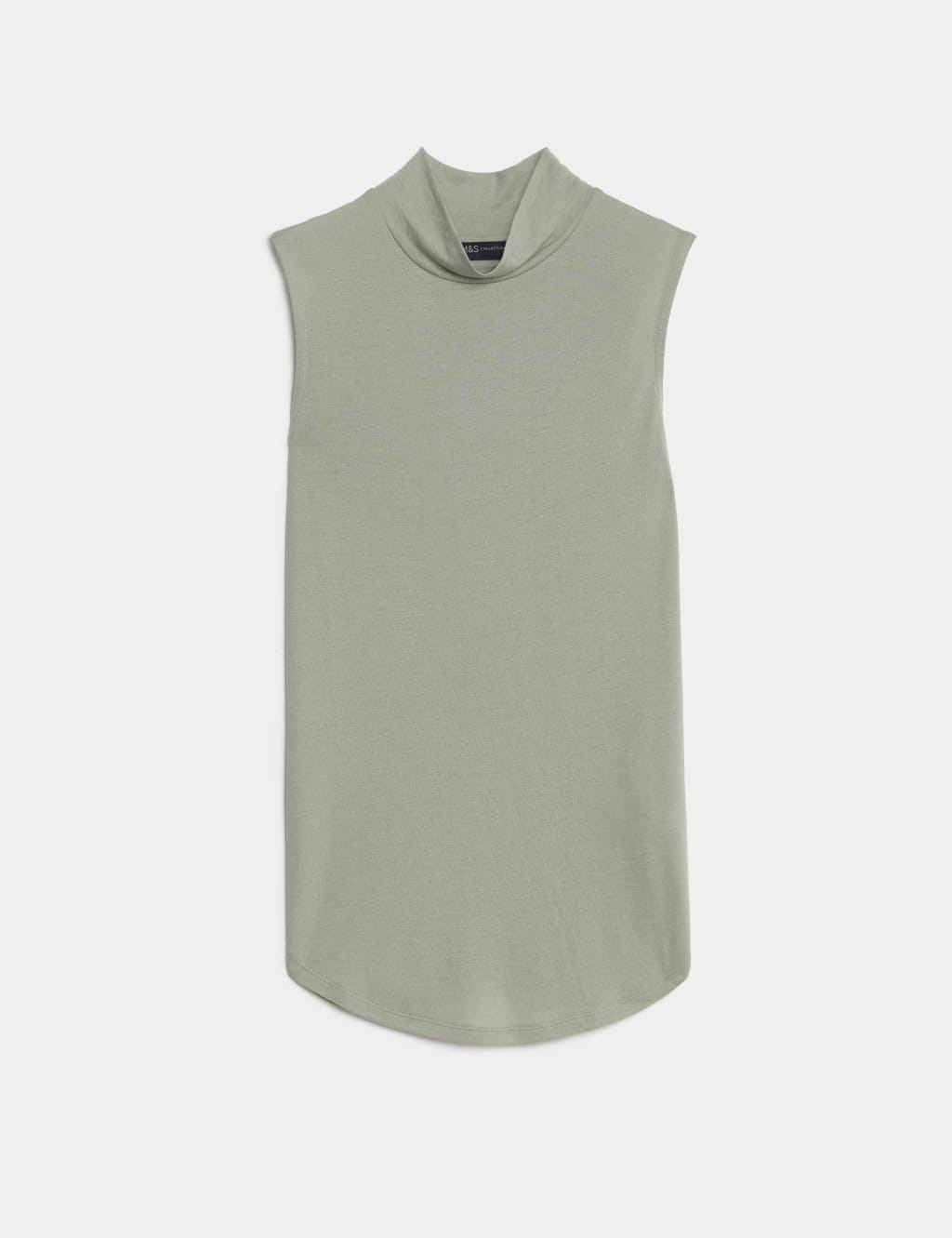 M&S High Neck Sleeveless Vest Top Soft Green