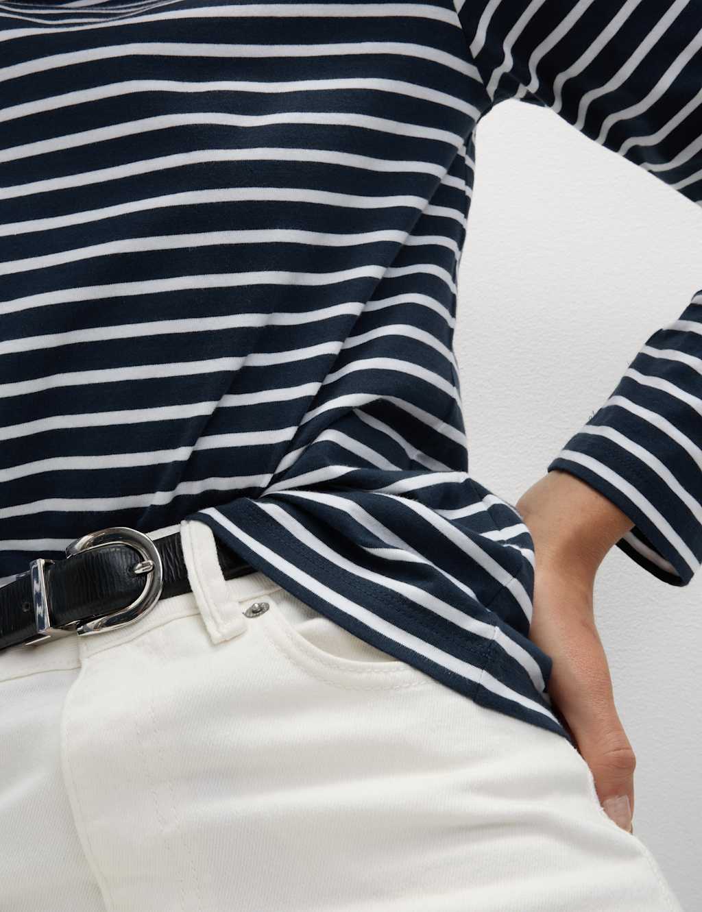 M&S Pure Cotton Everyday Fit Top Navy Mix