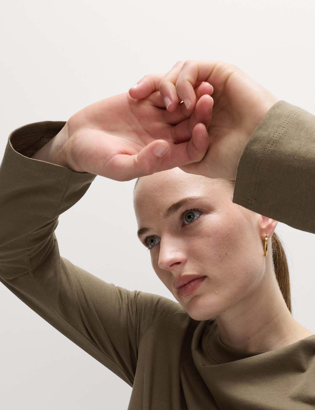 M&S Pure Cotton Everyday Fit Top Olive