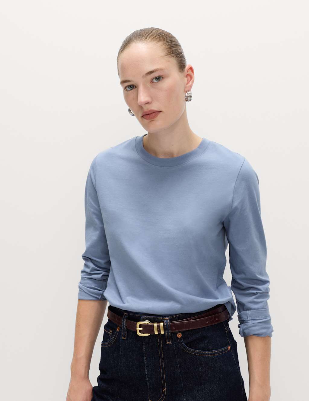 M&S Pure Cotton Everyday Fit Top Hyacinth