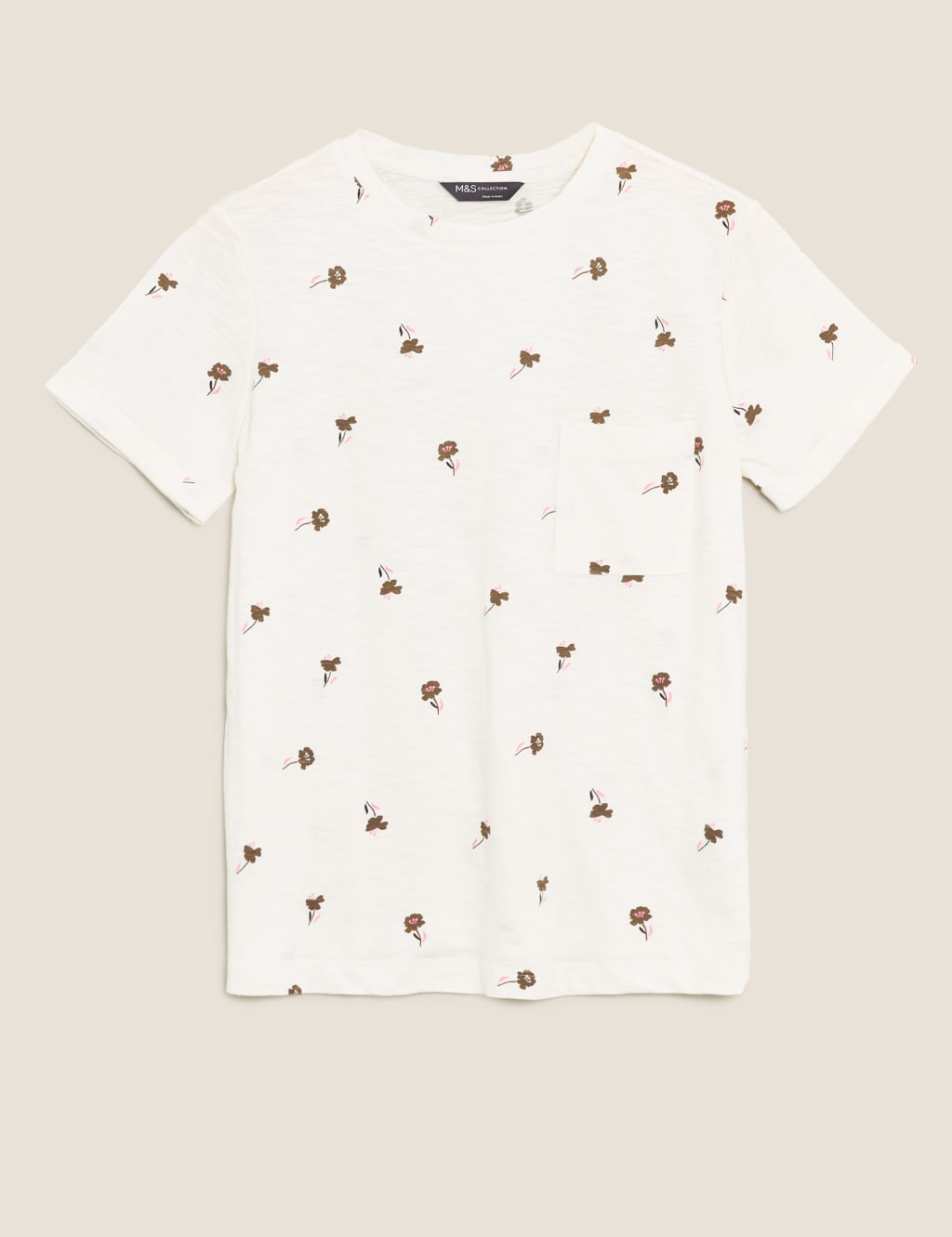 Pure Cotton Floral Crew Neck T-Shirt
