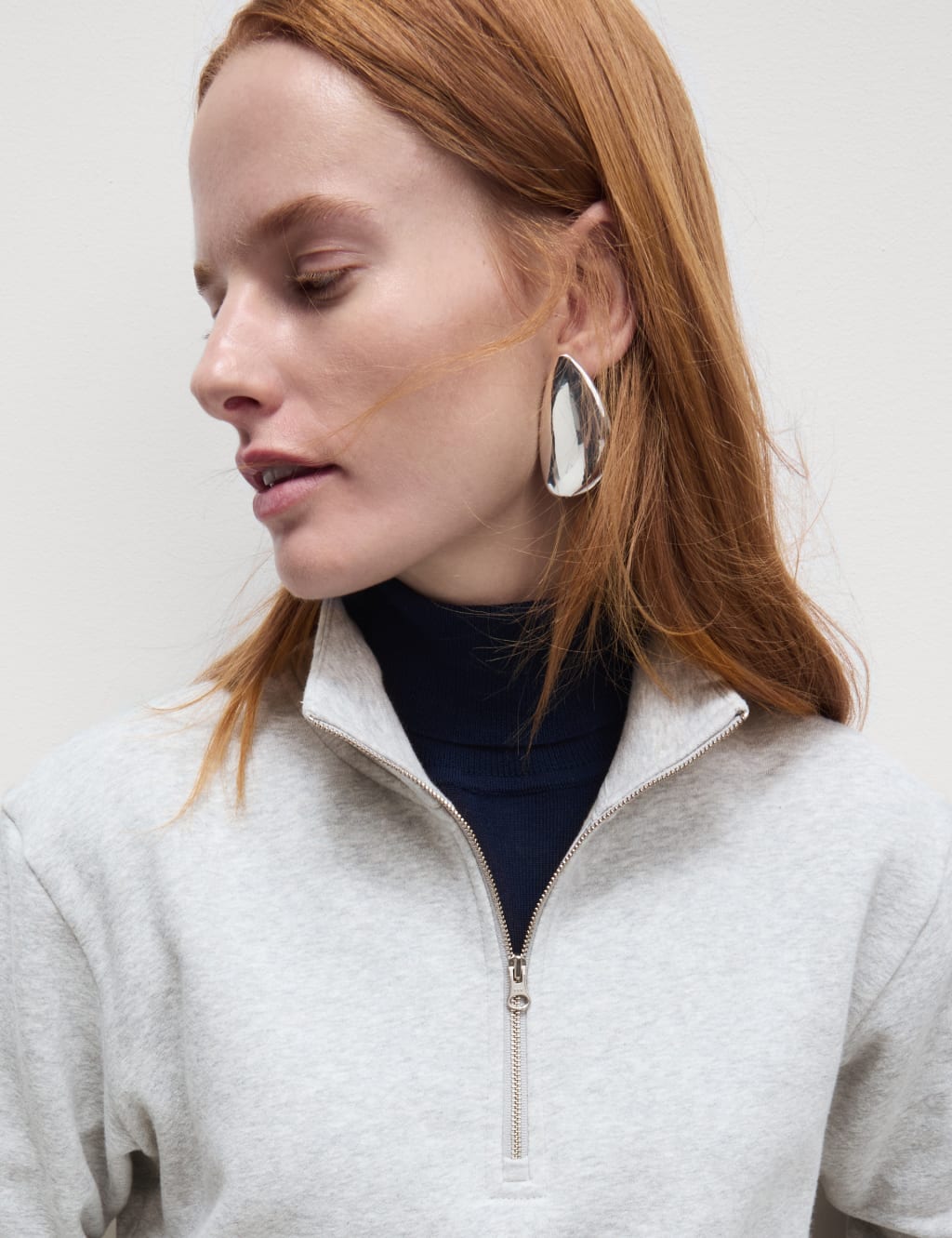 Plus size funnel neck sweatshirt hot sale