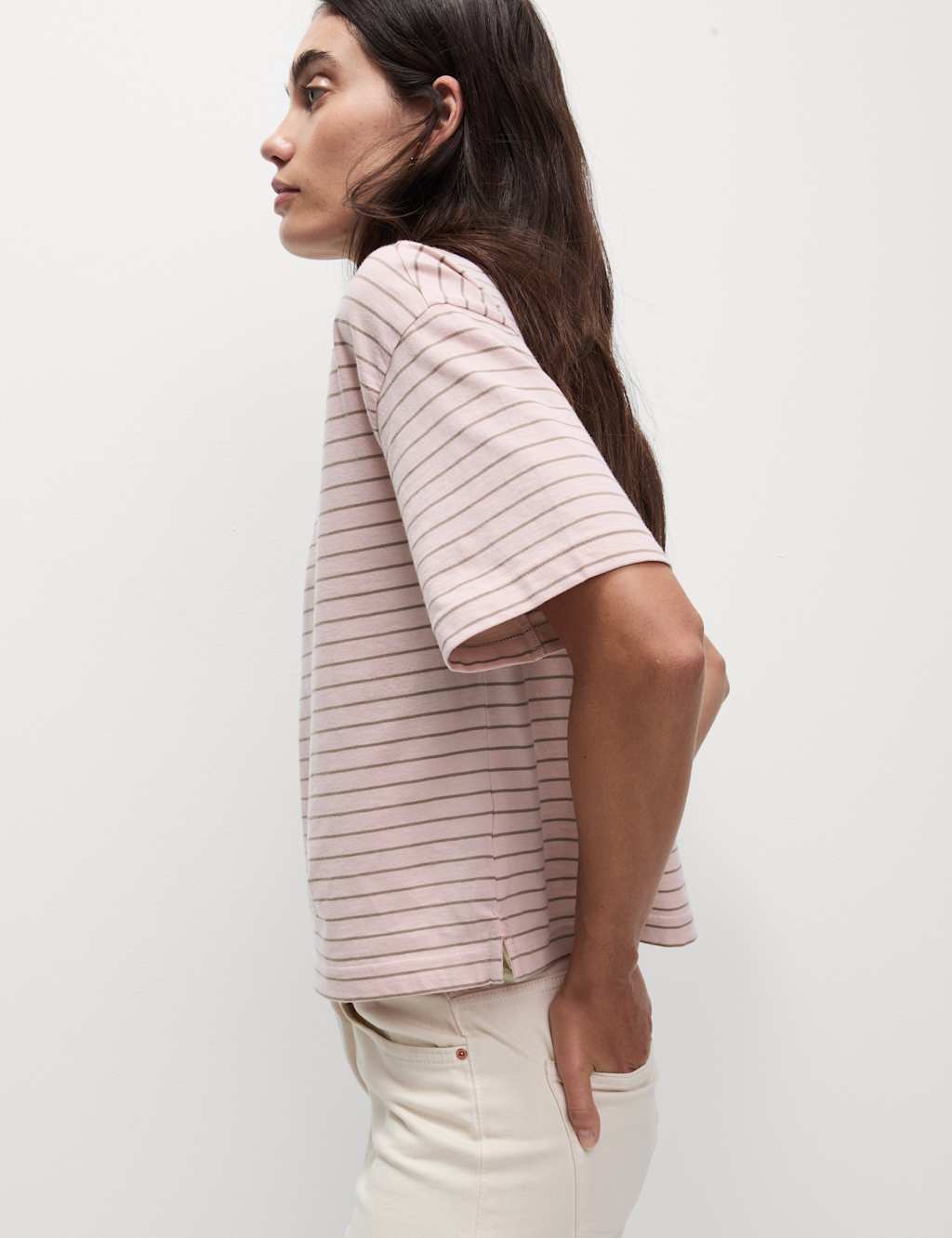Pure Cotton Relaxed Striped Boxy T-Shirt