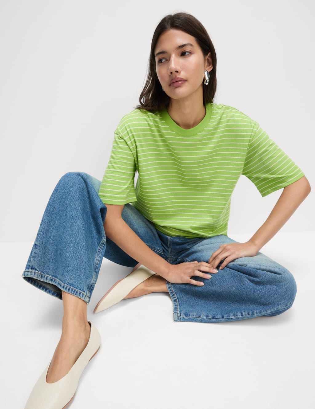 Pure Cotton Relaxed Striped Boxy T-Shirt