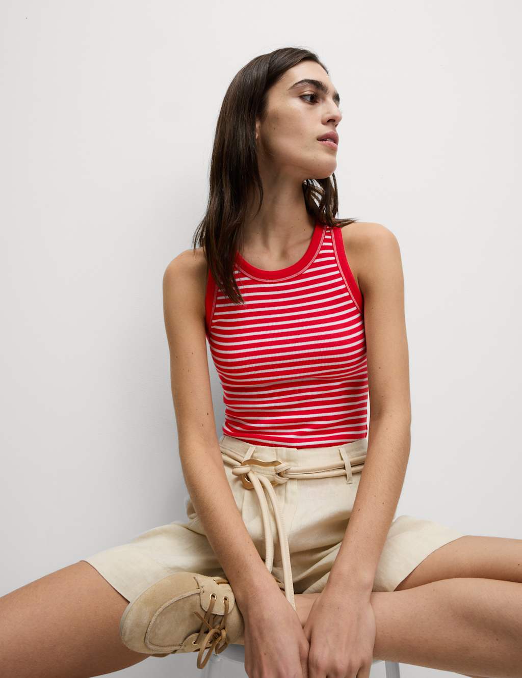 Cotton Rich Striped Secret Support Vest