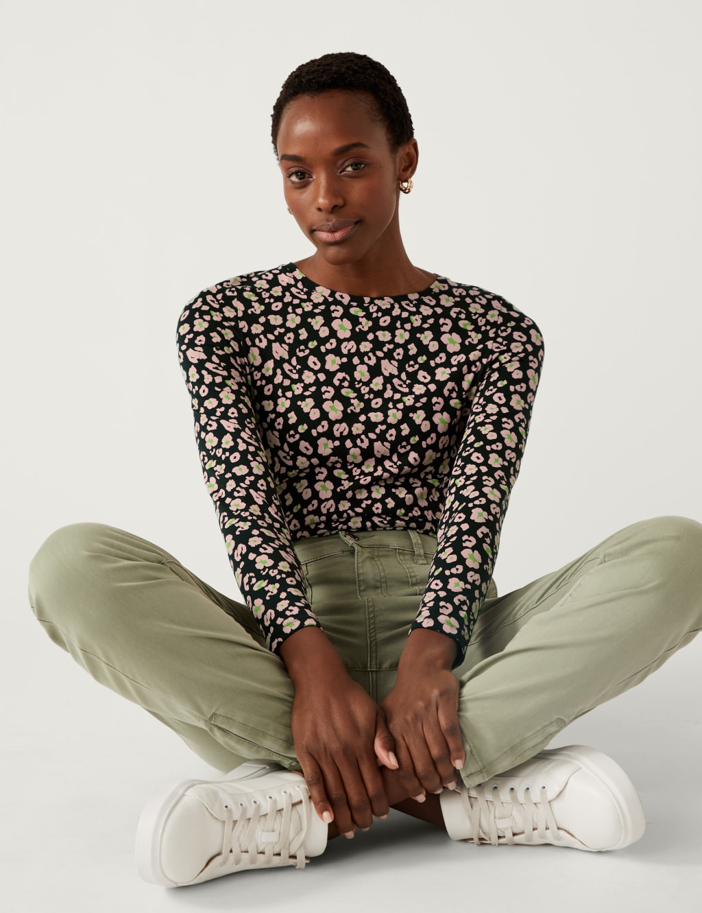 Cotton Rich Printed Slim Fit Top