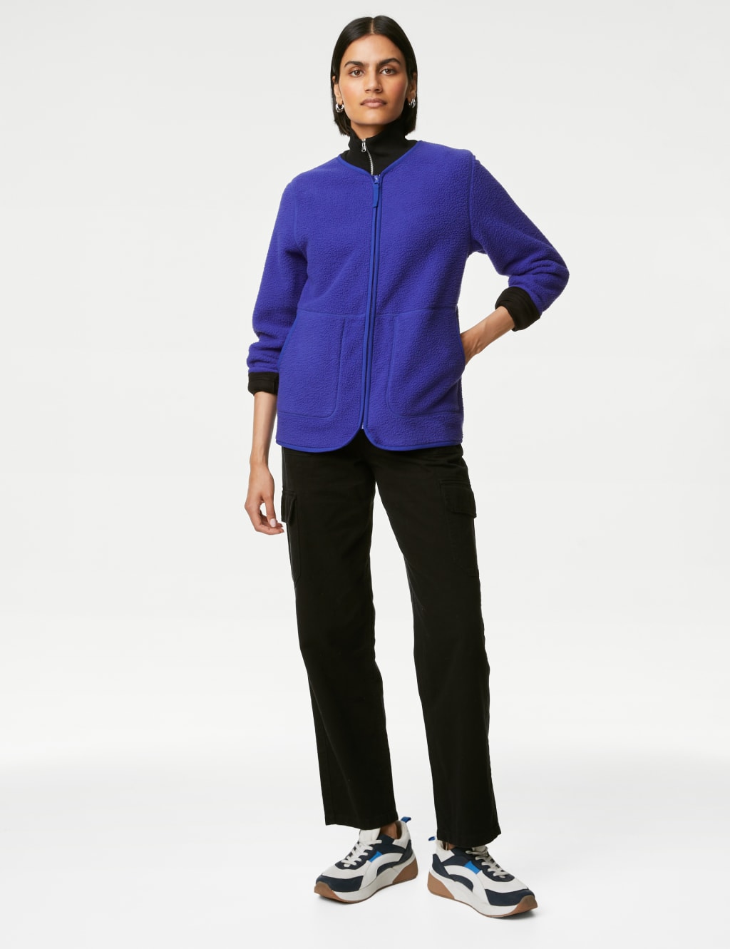 M&S Fleece Zip Up Jacket Electric Blue