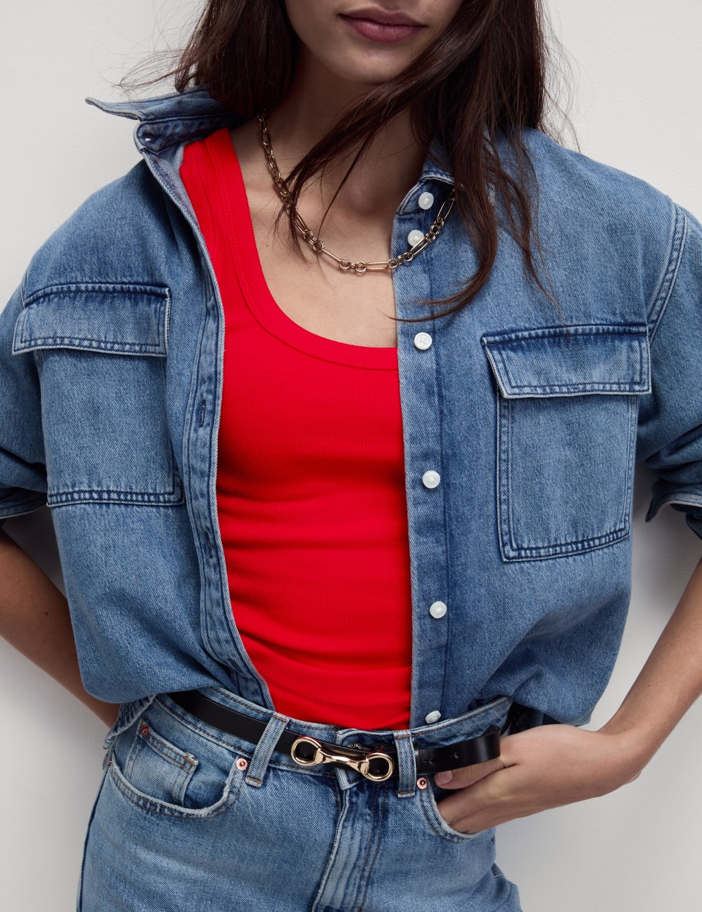 Cotton Rich Ribbed Slim Fit Vest Top