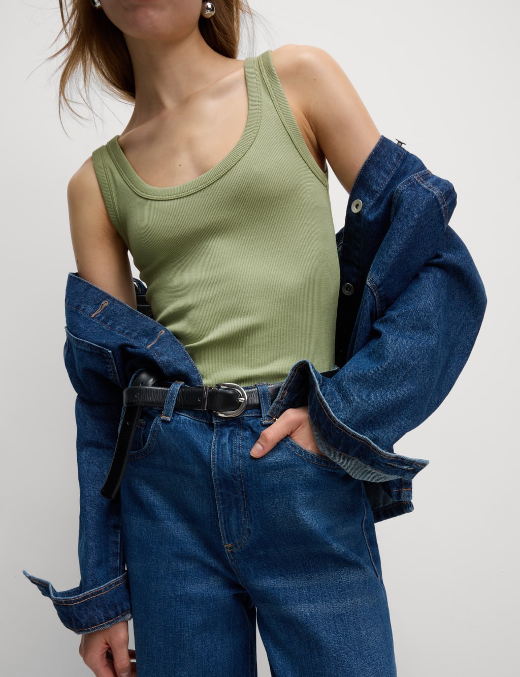 Cotton Rich Ribbed Slim Fit Vest Top