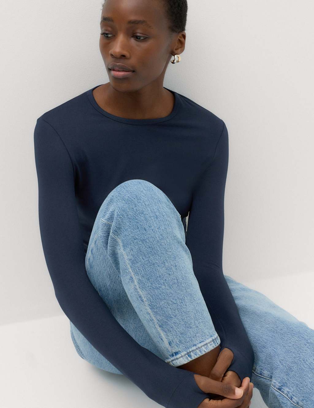 M&S Women's Soft Touch Top - Small - Navy