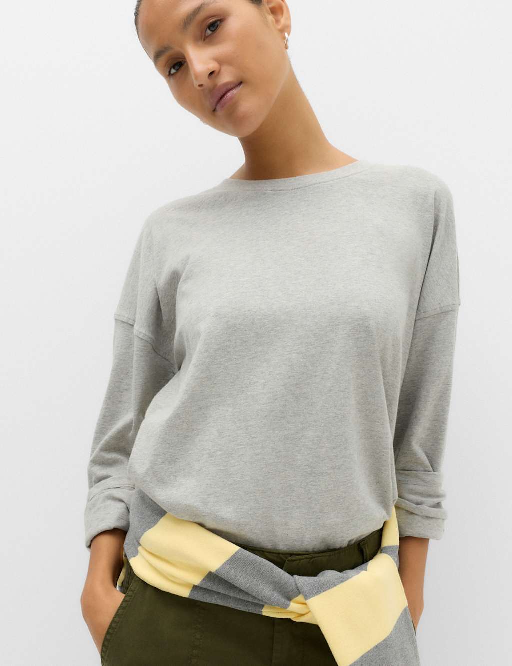 M&S Women's Pure Cotton Top - Extra Small - Grey Marl