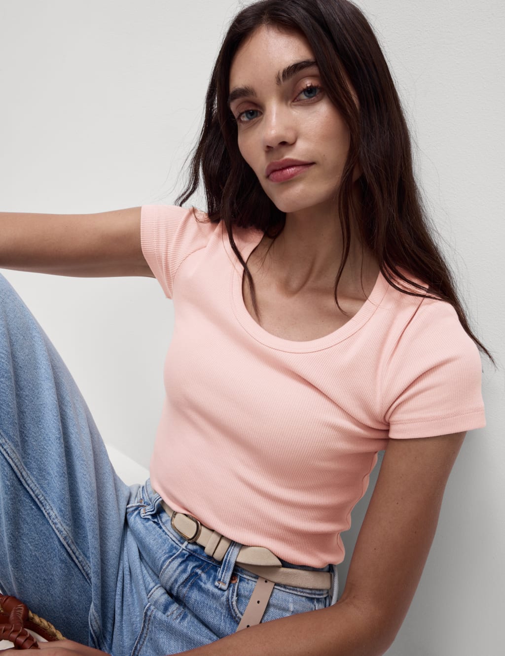 Cotton Rich Scoop Neck T-Shirt