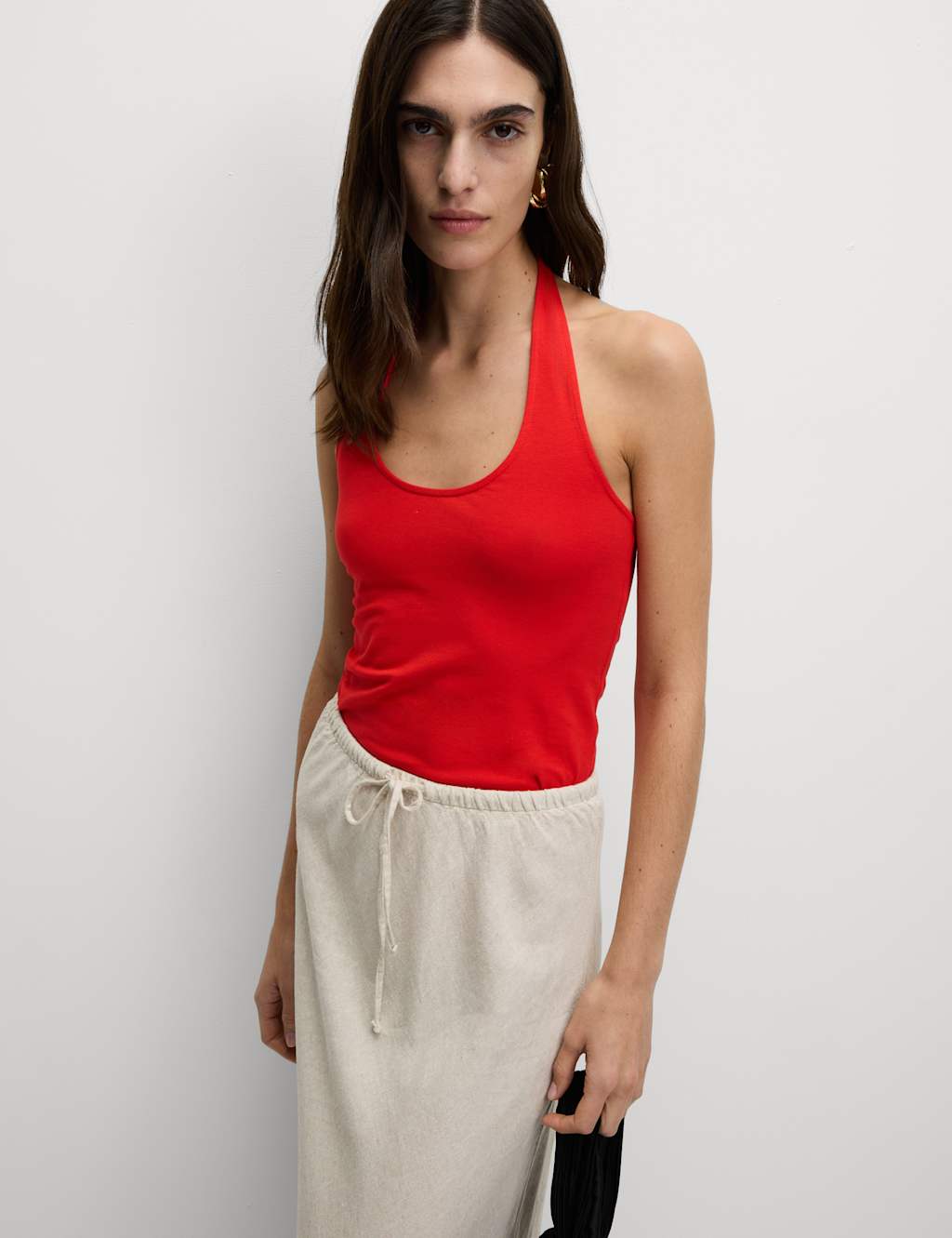 Cotton Rich Halter Neck Vest Top