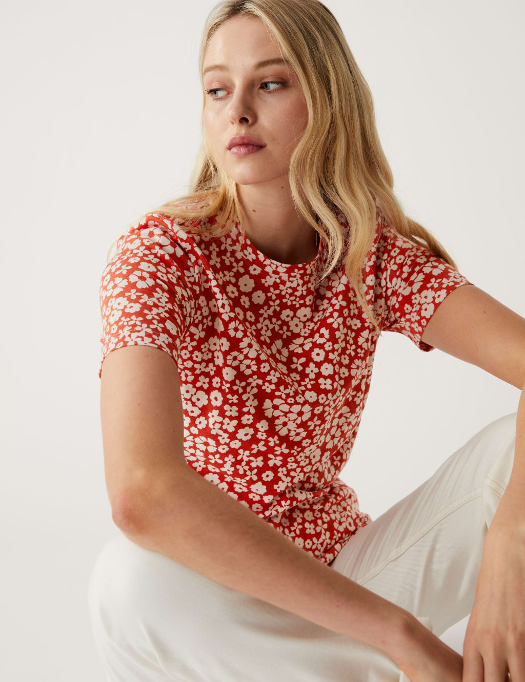 Pure Cotton Printed Crew Neck T-Shirt