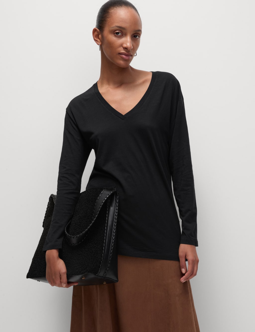 Cotton Rich V-Neck Longline Top