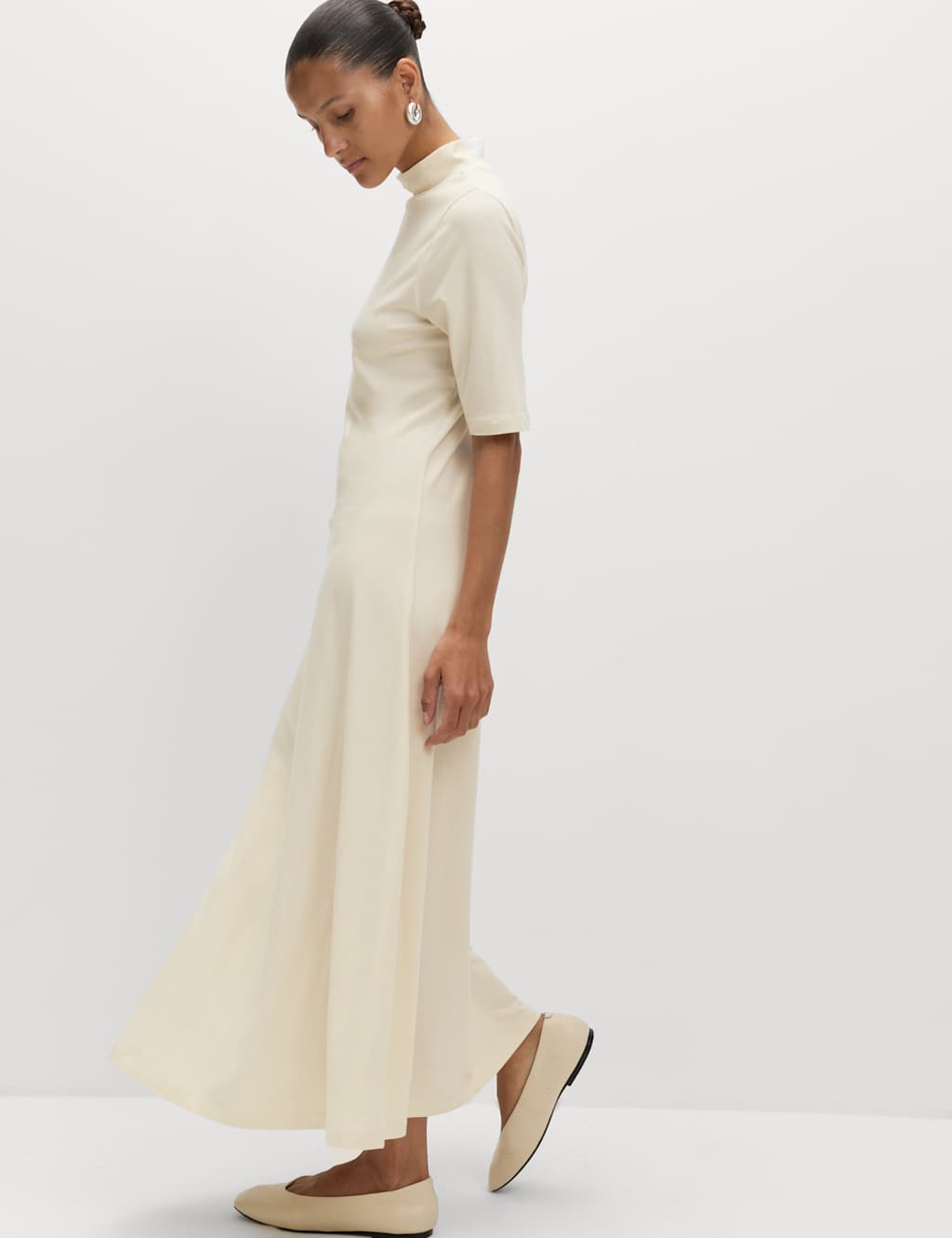 M&S Cotton Rich Midaxi Column Dress Cream