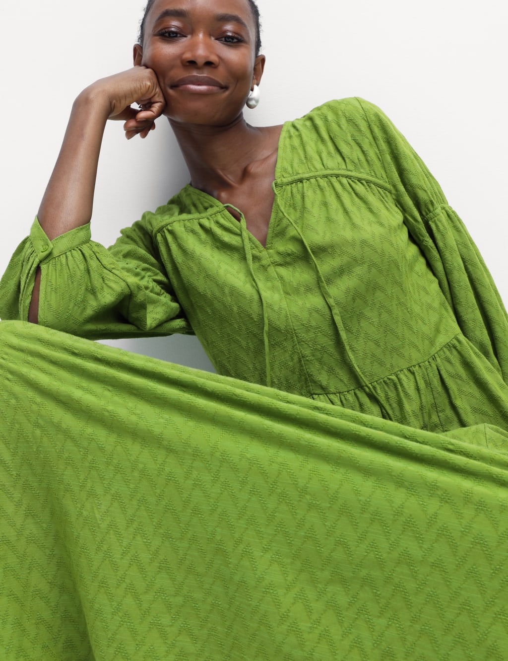 Cotton Rich V-Neck Midaxi Relaxed Dress | M&S Collection | M&S
