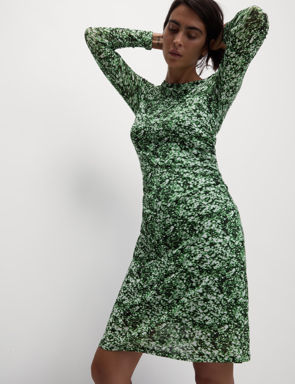 Mesh Jersey Mini Column Dress