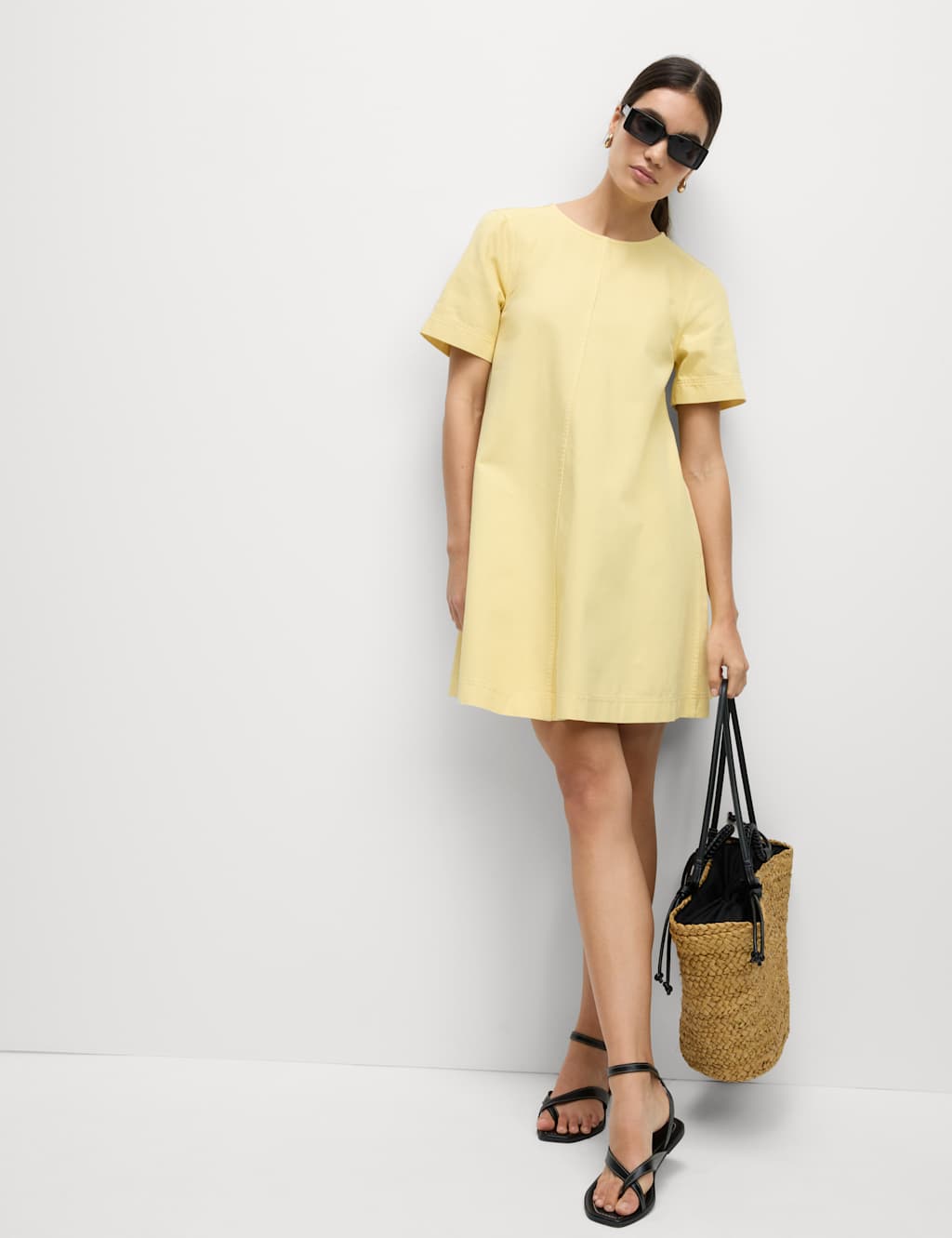 Pure Cotton Denim Mini Swing Dress