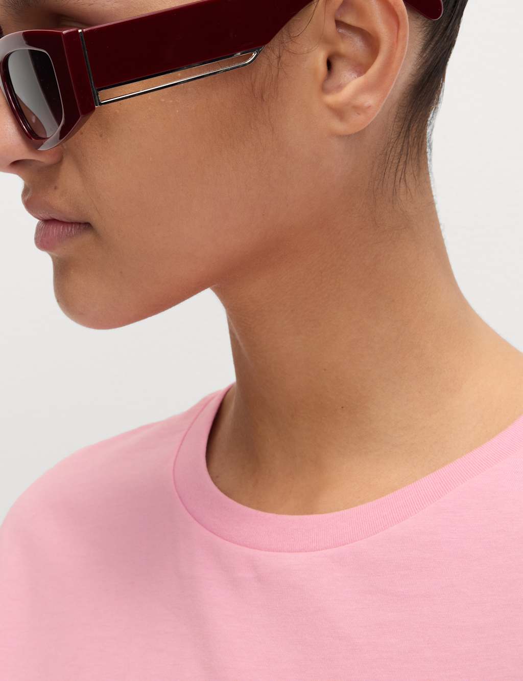 M&S Pure Cotton Mini Relaxed T-Shirt Dress Rose Pink